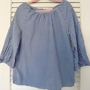 Crewcuts Blue White Striped Blouse girls Size 10